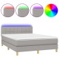 Letto a Molle Materasso e LED Grigio Chiaro 140x200 cm Tessuto Letto a Molle Materasso e LED Grigio Chiaro 140x200 cm Tessuto
