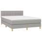 Letto a Molle Materasso e LED Grigio Chiaro 140x200 cm Tessuto Letto a Molle Materasso e LED Grigio Chiaro 140x200 cm Tessuto
