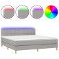 Letto a Molle Materasso e LED Grigio Chiaro 180x200 cm Tessuto Letto a Molle Materasso e LED Grigio Chiaro 180x200 cm Tessuto