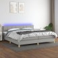 Letto a Molle Materasso e LED Grigio Chiaro 200x200 cm Tessuto Letto a Molle Materasso e LED Grigio Chiaro 200x200 cm Tessuto