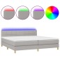 Letto a Molle Materasso e LED Grigio Chiaro 200x200 cm Tessuto Letto a Molle Materasso e LED Grigio Chiaro 200x200 cm Tessuto