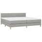 Letto a Molle Materasso e LED Grigio Chiaro 200x200 cm Tessuto Letto a Molle Materasso e LED Grigio Chiaro 200x200 cm Tessuto
