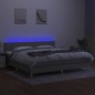 Letto a Molle Materasso e LED Grigio Chiaro 200x200 cm Tessuto Letto a Molle Materasso e LED Grigio Chiaro 200x200 cm Tessuto