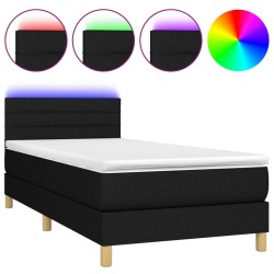 vidaXL Letto a Molle con Materasso e LED Nero 80x200 cm in Tessuto
