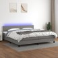 Letto a Molle Materasso e LED Grigio Scuro 200x200cm in Tessuto Letto a Molle Materasso e LED Grigio Scuro 200x200cm in Tessuto