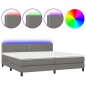 Letto a Molle Materasso e LED Grigio Scuro 200x200cm in Tessuto Letto a Molle Materasso e LED Grigio Scuro 200x200cm in Tessuto