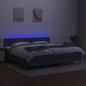 Letto a Molle Materasso e LED Grigio Scuro 200x200cm in Tessuto Letto a Molle Materasso e LED Grigio Scuro 200x200cm in Tessuto
