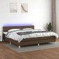 vidaXL Letto a Molle Materasso e LED Marronescuro 200x200cm in Tessuto vidaXL Letto a Molle Materasso e LED Marronescuro 200x200cm in Tessuto