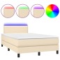 Letto a Molle con Materasso e LED Crema 120x200cm in Tessuto Letto a Molle con Materasso e LED Crema 120x200cm in Tessuto