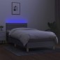 Letto a Molle Materasso e LED Grigio Chiaro 100x200 cm Tessuto Letto a Molle Materasso e LED Grigio Chiaro 100x200 cm Tessuto