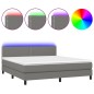 vidaXL Letto a Molle Materasso e LED Grigio Scuro 160x200cm in Tessuto vidaXL Letto a Molle Materasso e LED Grigio Scuro 160x200cm in Tessuto