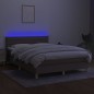 vidaXL Letto a Molle con Materasso e LED Tortora 140x200 cm in Tessuto vidaXL Letto a Molle con Materasso e LED Tortora 140x200 cm in Tessuto