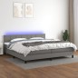 Letto a Molle Materasso e LED Grigio Scuro 200x200cm in Tessuto Letto a Molle Materasso e LED Grigio Scuro 200x200cm in Tessuto