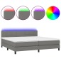 Letto a Molle Materasso e LED Grigio Scuro 200x200cm in Tessuto Letto a Molle Materasso e LED Grigio Scuro 200x200cm in Tessuto