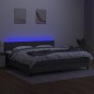 Letto a Molle Materasso e LED Grigio Scuro 200x200cm in Tessuto Letto a Molle Materasso e LED Grigio Scuro 200x200cm in Tessuto