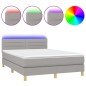 Letto a Molle Materasso e LED Grigio Chiaro 140x200 cm Tessuto Letto a Molle Materasso e LED Grigio Chiaro 140x200 cm Tessuto