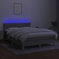 Letto a Molle Materasso e LED Grigio Chiaro 140x200 cm Tessuto Letto a Molle Materasso e LED Grigio Chiaro 140x200 cm Tessuto