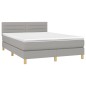 Letto a Molle Materasso e LED Grigio Chiaro 140x200 cm Tessuto Letto a Molle Materasso e LED Grigio Chiaro 140x200 cm Tessuto