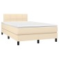 Letto a Molle con Materasso e LED Crema 120x200cm in Tessuto Letto a Molle con Materasso e LED Crema 120x200cm in Tessuto