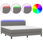 Letto a Molle Materasso e LED Grigio Scuro 160x200cm in Tessuto Letto a Molle Materasso e LED Grigio Scuro 160x200cm in Tessuto