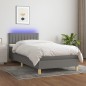 Letto a Molle Materasso e LED Grigio Scuro 100x200cm in Tessuto Letto a Molle Materasso e LED Grigio Scuro 100x200cm in Tessuto