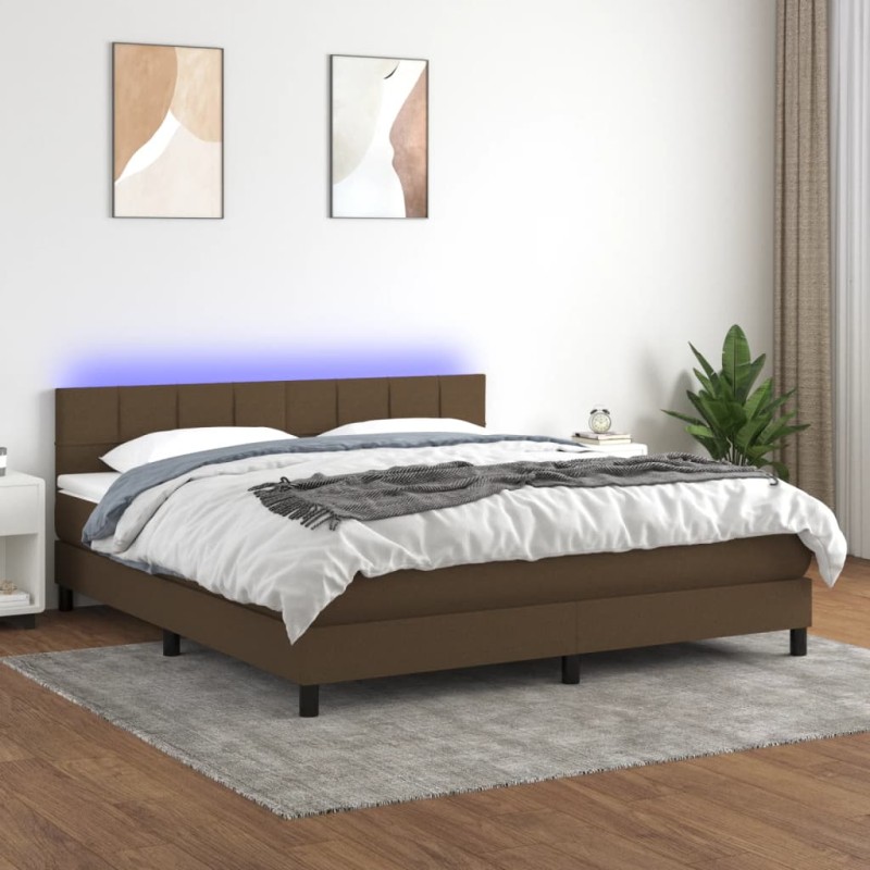 vidaXL Letto a Molle Materasso e LED MarroneScuro 180x200cm in Tessuto vidaXL Letto a Molle Materasso e LED MarroneScuro 180x200cm in Tessuto