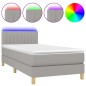 Letto a Molle Materasso e LED Grigio Chiaro 100x200 cm Tessuto Letto a Molle Materasso e LED Grigio Chiaro 100x200 cm Tessuto