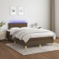 Letto a Molle Materasso e LED Marrone Scuro 120x200 cm Tessuto Letto a Molle Materasso e LED Marrone Scuro 120x200 cm Tessuto