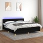 Letto a Molle con Materasso e LED Nero 160x200 cm in Tessuto Letto a Molle con Materasso e LED Nero 160x200 cm in Tessuto