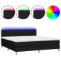 Letto a Molle con Materasso e LED Nero 160x200 cm in Tessuto Letto a Molle con Materasso e LED Nero 160x200 cm in Tessuto