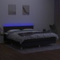 Letto a Molle con Materasso e LED Nero 160x200 cm in Tessuto Letto a Molle con Materasso e LED Nero 160x200 cm in Tessuto