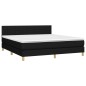 Letto a Molle con Materasso e LED Nero 160x200 cm in Tessuto Letto a Molle con Materasso e LED Nero 160x200 cm in Tessuto