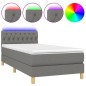 Letto a Molle Materasso e LED Grigio Scuro 90x200 cm in Tessuto Letto a Molle Materasso e LED Grigio Scuro 90x200 cm in Tessuto