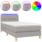 vidaXL Letto a Molle Materasso e LED Grigio Chiaro 90x190 cm Tessuto