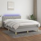 vidaXL Letto a Molle Materasso e LED Grigio Chiaro 140x200 cm Tessuto vidaXL Letto a Molle Materasso e LED Grigio Chiaro 140x200 cm Tessuto