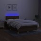 vidaXL Letto a Molle Materasso e LED Marrone Scuro 120x200 cm Tessuto vidaXL Letto a Molle Materasso e LED Marrone Scuro 120x200 cm Tessuto