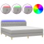 vidaXL Letto a Molle Materasso e LED Grigio Chiaro 160x200 cm Tessuto vidaXL Letto a Molle Materasso e LED Grigio Chiaro 160x200 cm Tessuto