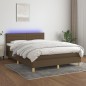 Letto a Molle Materasso e LED Marrone Scuro 140x200 cm Tessuto Letto a Molle Materasso e LED Marrone Scuro 140x200 cm Tessuto