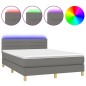 Letto a Molle Materasso e LED Grigio Scuro 140x190cm in Tessuto Letto a Molle Materasso e LED Grigio Scuro 140x190cm in Tessuto