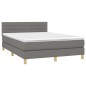 Letto a Molle Materasso e LED Grigio Scuro 140x190cm in Tessuto Letto a Molle Materasso e LED Grigio Scuro 140x190cm in Tessuto