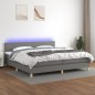 Letto a Molle Materasso e LED Grigio Scuro 200x200cm in Tessuto Letto a Molle Materasso e LED Grigio Scuro 200x200cm in Tessuto