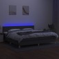 Letto a Molle Materasso e LED Grigio Scuro 200x200cm in Tessuto Letto a Molle Materasso e LED Grigio Scuro 200x200cm in Tessuto
