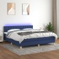 Letto a Molle con Materasso e LED Blu 180x200 cm in Tessuto Letto a Molle con Materasso e LED Blu 180x200 cm in Tessuto