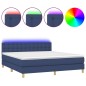 Letto a Molle con Materasso e LED Blu 180x200 cm in Tessuto Letto a Molle con Materasso e LED Blu 180x200 cm in Tessuto