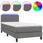 vidaXL Giroletto Molle con Materasso e LED Grigio 90x200cm Similpelle