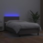 vidaXL Giroletto Molle con Materasso e LED Grigio 90x200cm Similpelle