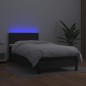 vidaXL Giroletto a Molle con Materasso e LED Nero 100x200cm Similpelle