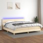 vidaXL Letto a Molle Materasso e LED bianco 200x200cm in Tessuto vidaXL Letto a Molle Materasso e LED bianco 200x200cm in Tessuto