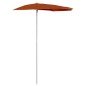 Ombrellone Semicircolare da Giardino e Palo 180x90cm Terracotta Ombrellone Semicircolare da Giardino e Palo 180x90cm Terracotta