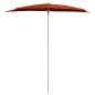 Ombrellone Semicircolare da Giardino e Palo 180x90cm Terracotta Ombrellone Semicircolare da Giardino e Palo 180x90cm Terracotta